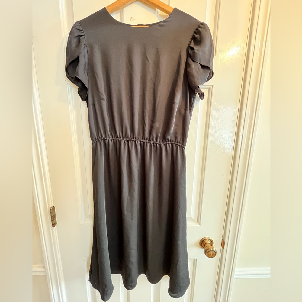 H&M black flowy dress with flutter sleeves and elasticize waist detail, size 14.
